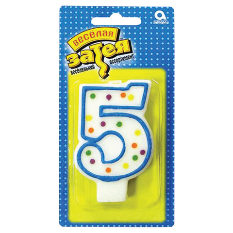 Праздничная свеча цифра "5" высотой 7,6см, 1502-0145/1502-1019