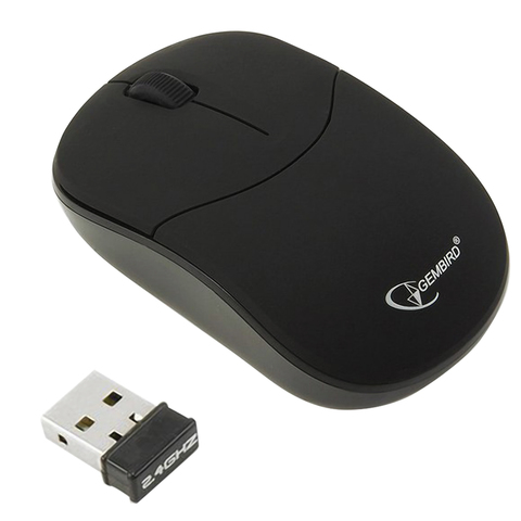 Мышь беспроводная GEMBIRD MUSW-204, 2 кнопки + 1 колесо-кнопка, оптическая, покрытие SOFT TOUCH, чер