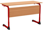 Стол ученический 2-местный гр.6 на плосковальной трубе Клен м/к красный