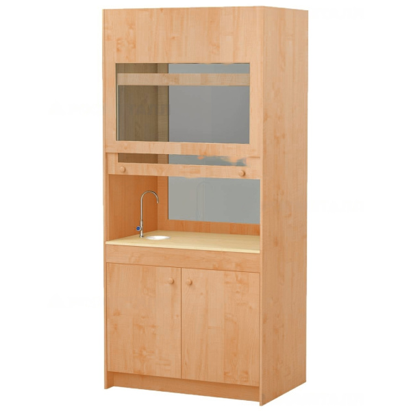 Шкаф вытяжной с сантех. (1050*700*2250), корпус ЛДСП клен, столешница пластик клен, М382