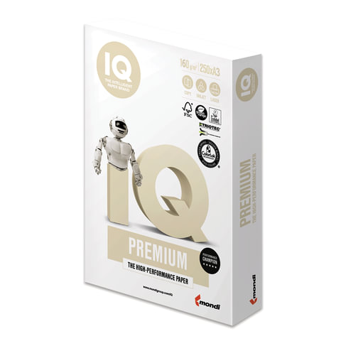 Бумага IQ PREMIUM, А3, 160 г/м2, 250 л., класс "А", Австрия, белизна 170% (CIE)