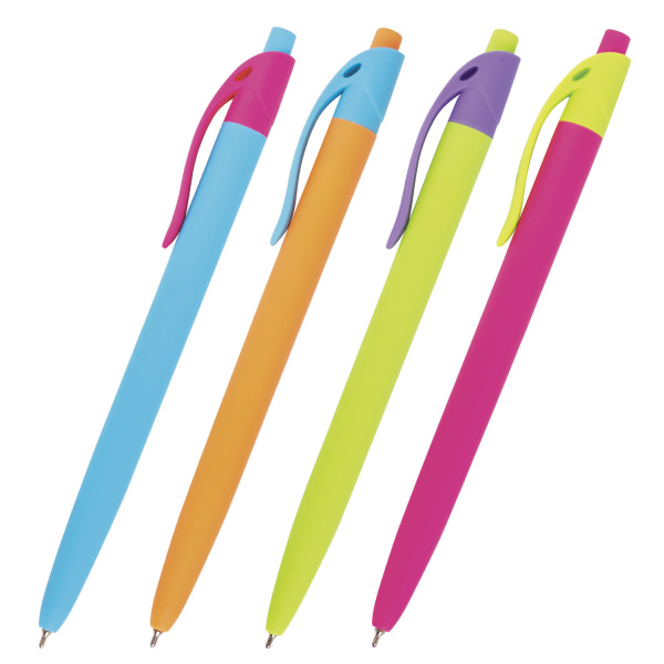 Ручка шариковая масл автом BRAUBERG "FRUITY RX", СИНЯЯ, soft-touch узел 0,7 мм, линия письма 0,35мм