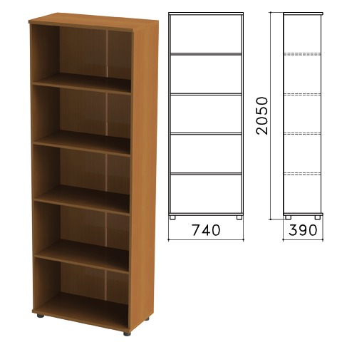 Шкаф (стеллаж) "Монолит" (ш740*г390*в2050 мм), 4 полки, цвет орех, ШМ44.3, ш/к 34035