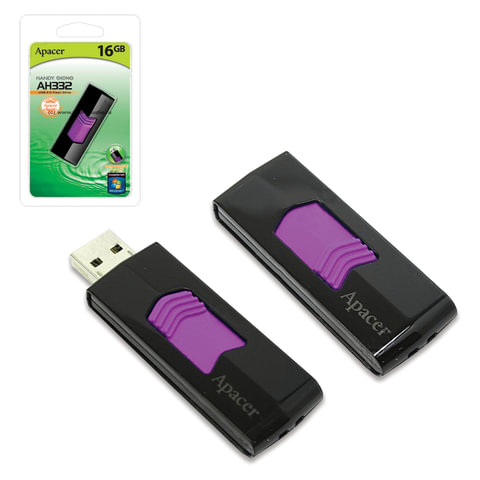Флэш-диск APACER 16GB Handy Steno AH332 USB 2.0, скорость чтения/записи - 10/3 Мб/сек
