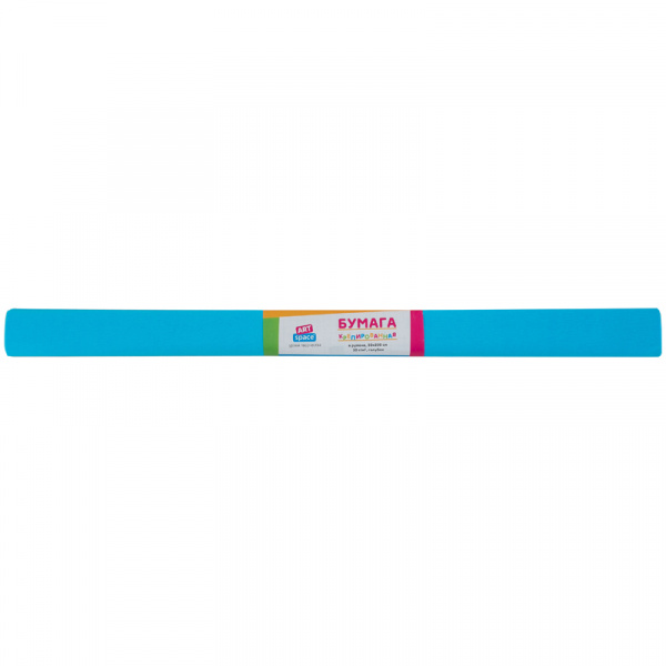 Бумага крепированная ArtSpace, 50*200см, 30г/м2, голубая, в рулоне