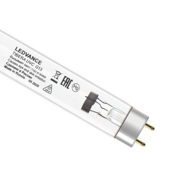 Бактерицидная лампа Tibera UVC 15W Ledvance G13 .10800 ч. Длина: 451,6 мм Диаметр: 25,5±0,5 мм