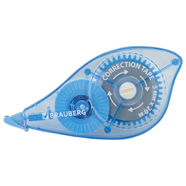 Корректирующая лента BRAUBERG PRO, 5 мм х 20 м, механизм перемотки, корпус синий, блистер