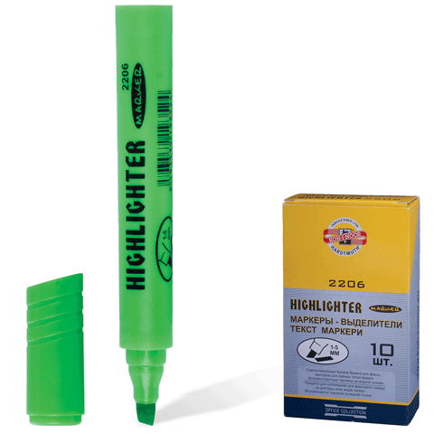 Текстмаркер KOH-I-NOOR скошенный наконечник 1-5 мм, зеленый, 7722062501KSRU