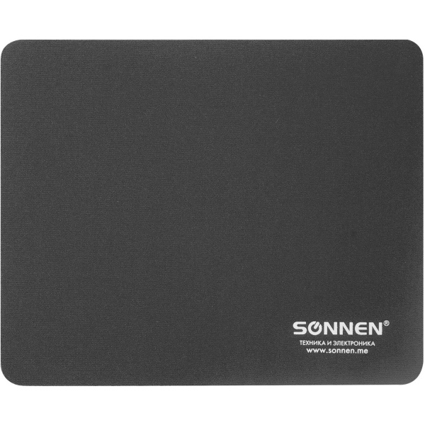 Коврик для мыши SONNEN "BLACK", резина + ткань, 220х180х3 мм, 513309