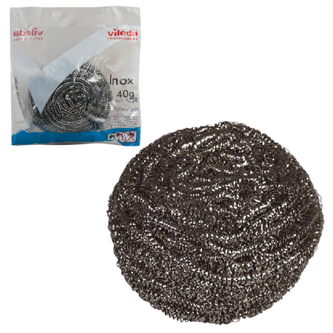 Губка металлическая VILEDA Professional "Инокс", для стойких загрязнений, нержавеющая сталь, вес 40 
