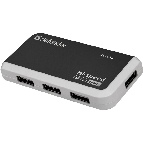 Хаб DEFENDER QUADRO INFIX, USB 2.0, 4 порта, порт для питания, 83504 Хаб DEFENDER QUADRO INFIX, USB 2.0, 4 порта, порт для питания, 83504