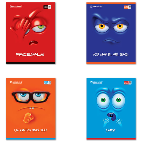 Тетрадь 96л. клетка BRAUBERG, обложка картон, МОРДАШКА