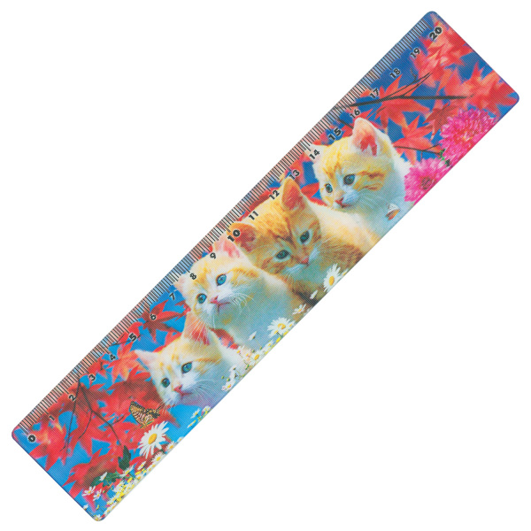 Линейка 3D, 20 см, BRAUBERG, объемная, "Котята", европодвес, 210570 