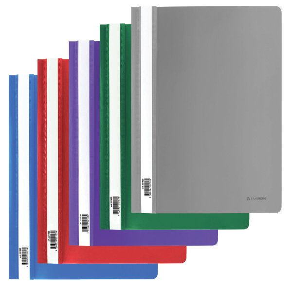 Папка-скоросшиватель пластик. BRAUBERG, цвет ассорти