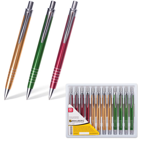 Ручка шариковая BRAUBERG бизнес-класса "Queen" корпус ассорти, серебр. детали, 1мм, 141429, синяя