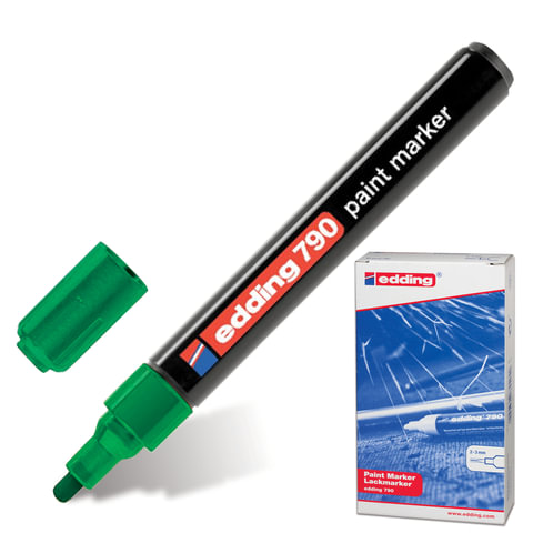 Маркер лаковый EDDING 2-4мм, круглый наконечник, пластиковый корпус, зеленый, E-790/4