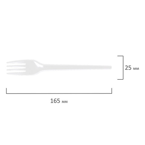 Одноразовые вилки столовые 165мм, 100шт., ПС пластиковые, белые