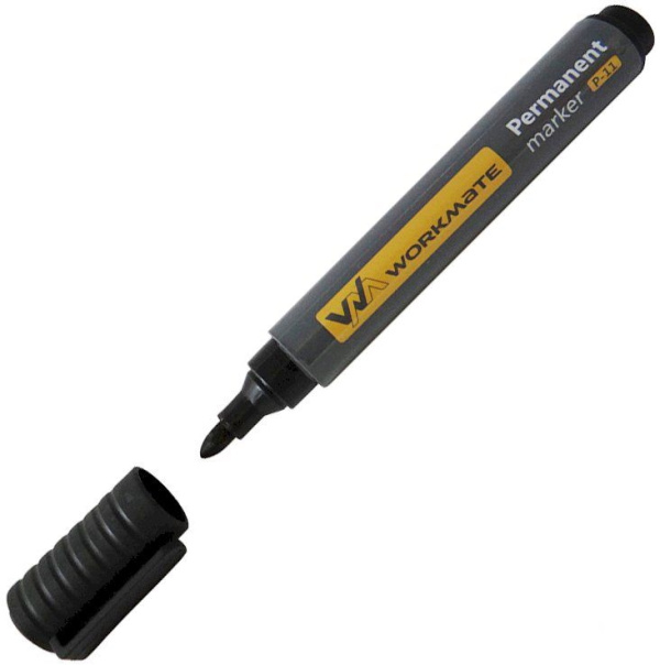 Маркер перманентный «Workmate», черный, 2,5 мм, 12 шт. в упаковке