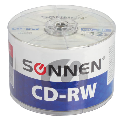 Диски CD-RW SONNEN, 700 Mb, 4-12x, Bulk