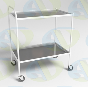 Столик процедурный передвижной с двумя полками, нжс/нжс. Размеры: 640*420*860мм