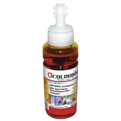 Чернила COLOURING для CANON /EPSON /HP /LEXMARK универсальные, желтые, 0,1 л, водные, 5180000093