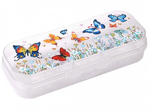 Пенал с рисунком "Бабочки" прозрачный СТАММ ПН100