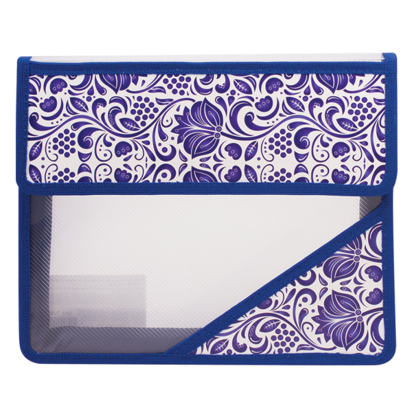 Папка для тетрадей А5, пластиковая на липучке, с рисунком на уголке, "Хохлома", ТС, 226564