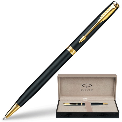 Ручка шариковая PARKER Sonnet Matte Black Slim GT корпус матов. черный, позолоченные детали