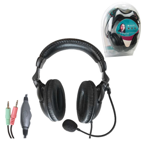 Гарнитура DEFENDER HN-898, проводная, 3м, стерео с оголовьем, регулятор громкости