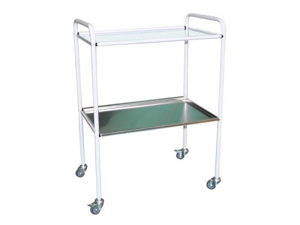 Столик инструментальный Ратон-МедТех СИ-08 2 полки: стекло/нержавеющая сталь 640*450*880ММ