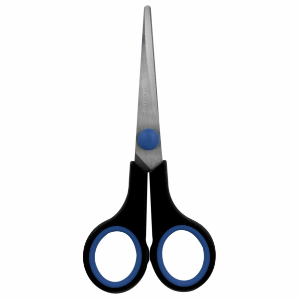 Ножницы BRAUBERG "Soft Grip", 140 мм, черно-синие, резиновые вставки, 3-х сторонняя заточка, 230760 Ножницы BRAUBERG "Soft Grip", 140 мм, черно-синие, резиновые вставки, 3-х сторонняя заточка, 230760