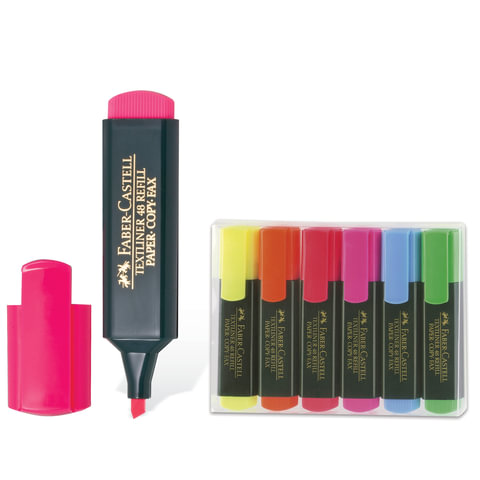 Текстмаркер FABER-CASTELL "1548", набор 6 шт., скошенный наконечник 1-5 мм (6 цветов)