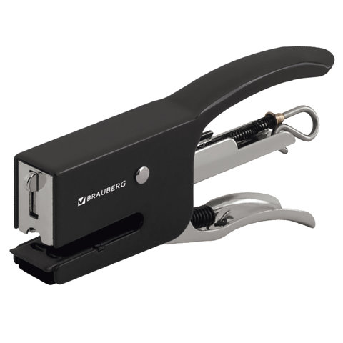Степлер-плаер BRAUBERG "Antwort", №10, до 18 листов, металлический корпус, черный, 226872