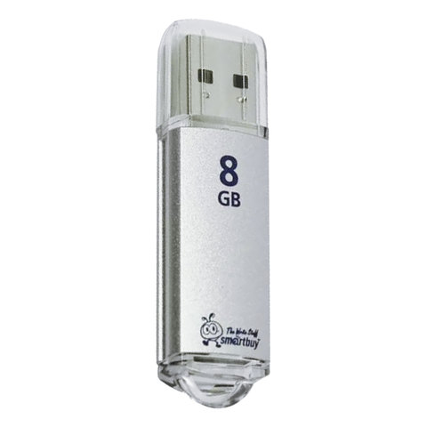 Флэш-диск 8 GB, SMARTBUY V-Cut, USB 2.0, металлический корпус, серебристый, SB8GBVC-S