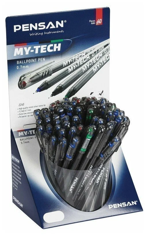 Ручка шариковая масляная PENSAN "My-Tech Colored", палитра классических цветов АССОРТИ, игольчатый у