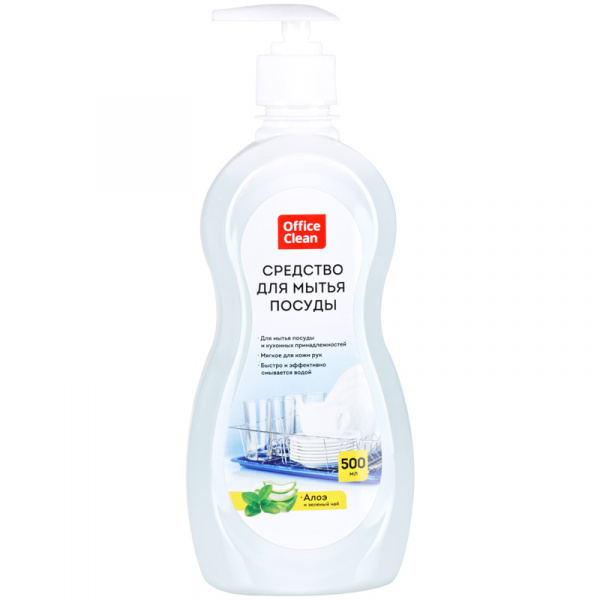 Средство для мытья посуды OfficeClean 500мл, "Алоэ и зеленый чай", с дозатором