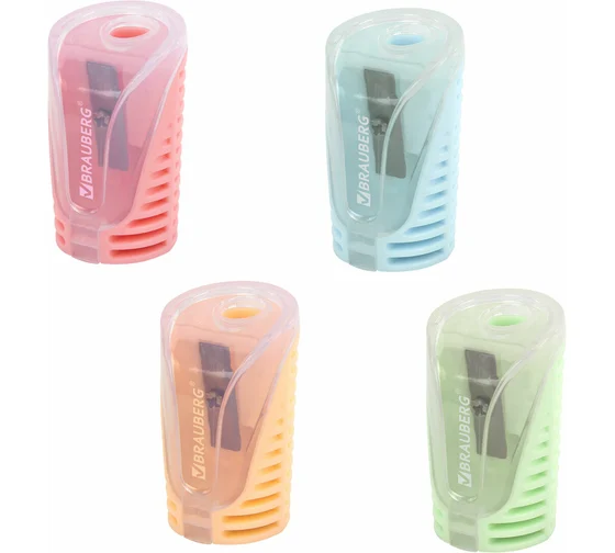 Точилка с контейнером BRAUBERG "CELL PASTEL", пастельные цвета ассорти, 272503