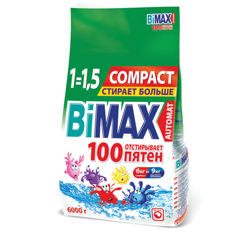 Стиральный порошок BIMAX "100 пятен" автомат 6 кг, 506-1 Стиральный порошок BIMAX "100 пятен" автомат 6 кг, 506-1