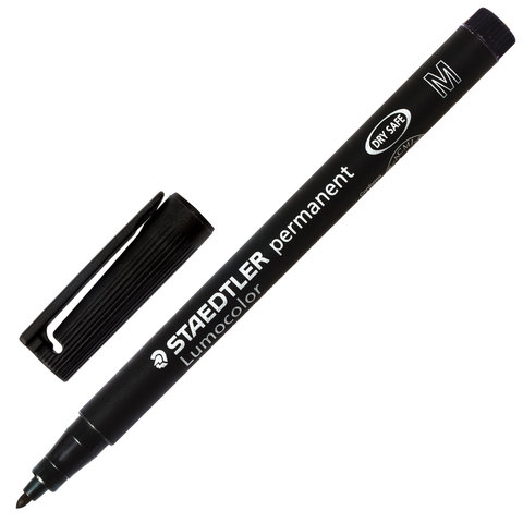 Маркер перманентный (нестираемый) STAEDTLER (Германия) "Lumocolor", круглый, 1 мм, черный, 317-9