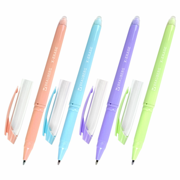 Ручка стираемая гелевая с грипом BRAUBERG X-ERASE PASTEL, СИНЯЯ, узел 0,7мм, линия 0,35мм, 143953