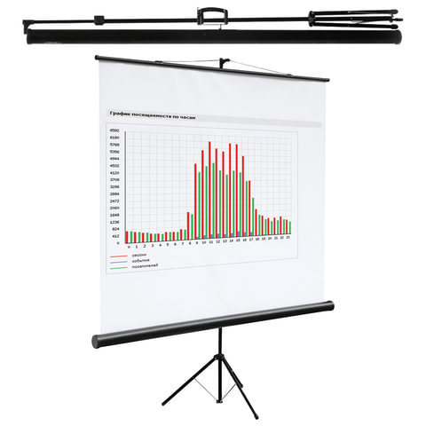 Экран проекционный DIGIS KONTUR-C, матовый, на треноге, 180х180см, 1:1, DSKC-1102 
