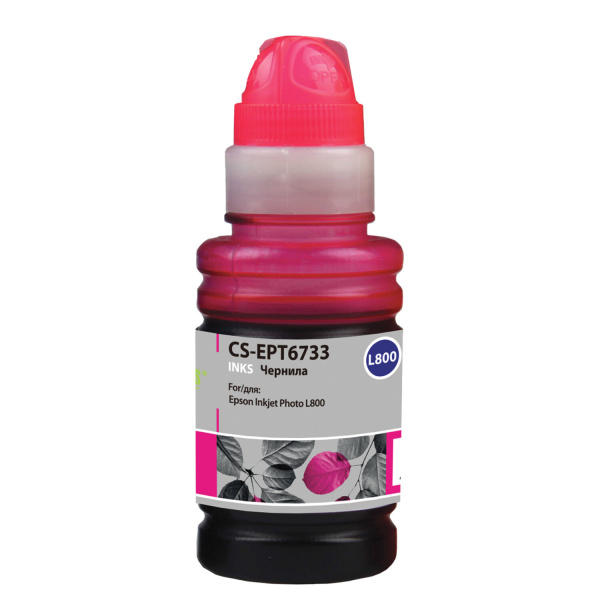 Чернила EPSON (C13T67334A) для СНПЧ Epson L800/L810/L850/L1800, пурпурные, 0,1 л, CACTUS Чернила EPSON (C13T67334A) для СНПЧ Epson L800/L810/L850/L1800, пурпурные, 0,1 л, CACTUS