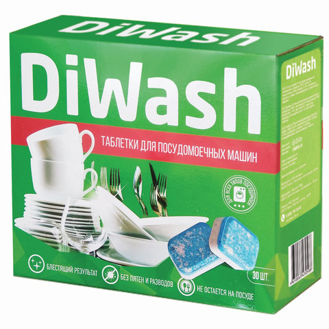 Средство для мытья посуды в посудомоечных машинах DIWASH (Дивош) 30шт., таблетки Средство для мытья посуды в посудомоечных машинах DIWASH (Дивош) 30шт., таблетки