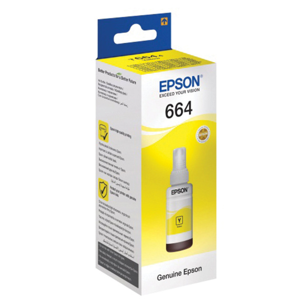 Чернила EPSON (C13T66444A) для СНПЧ Epson L100/L110/L200/L210/L300/L456/L550, желтые, оригинальные Чернила EPSON (C13T66444A) для СНПЧ Epson L100/L110/L200/L210/L300/L456/L550, желтые, оригинальные